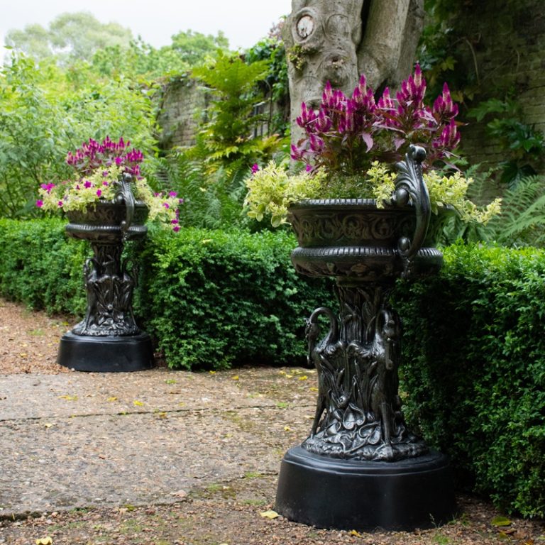 Pair Of Swan Urns Garden Wonders UK