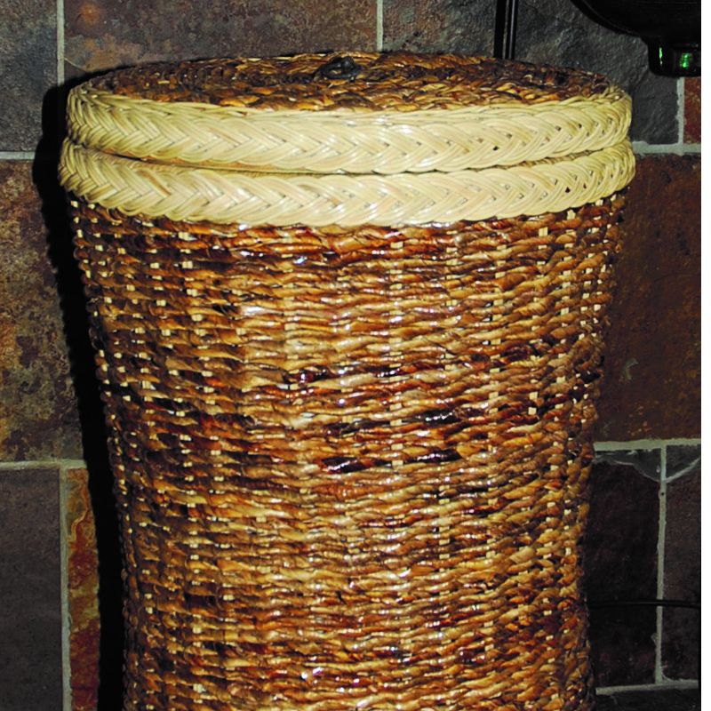 Tall linen bin in bannana leag