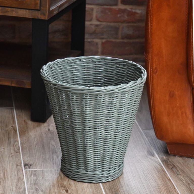 Sage Wicker Waste Paper Bin | Garden Wonders UK